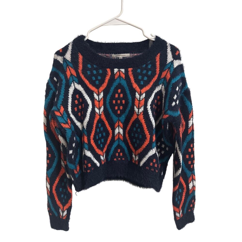 90's Geometric pattern cropped sweater NWT Women's size Small